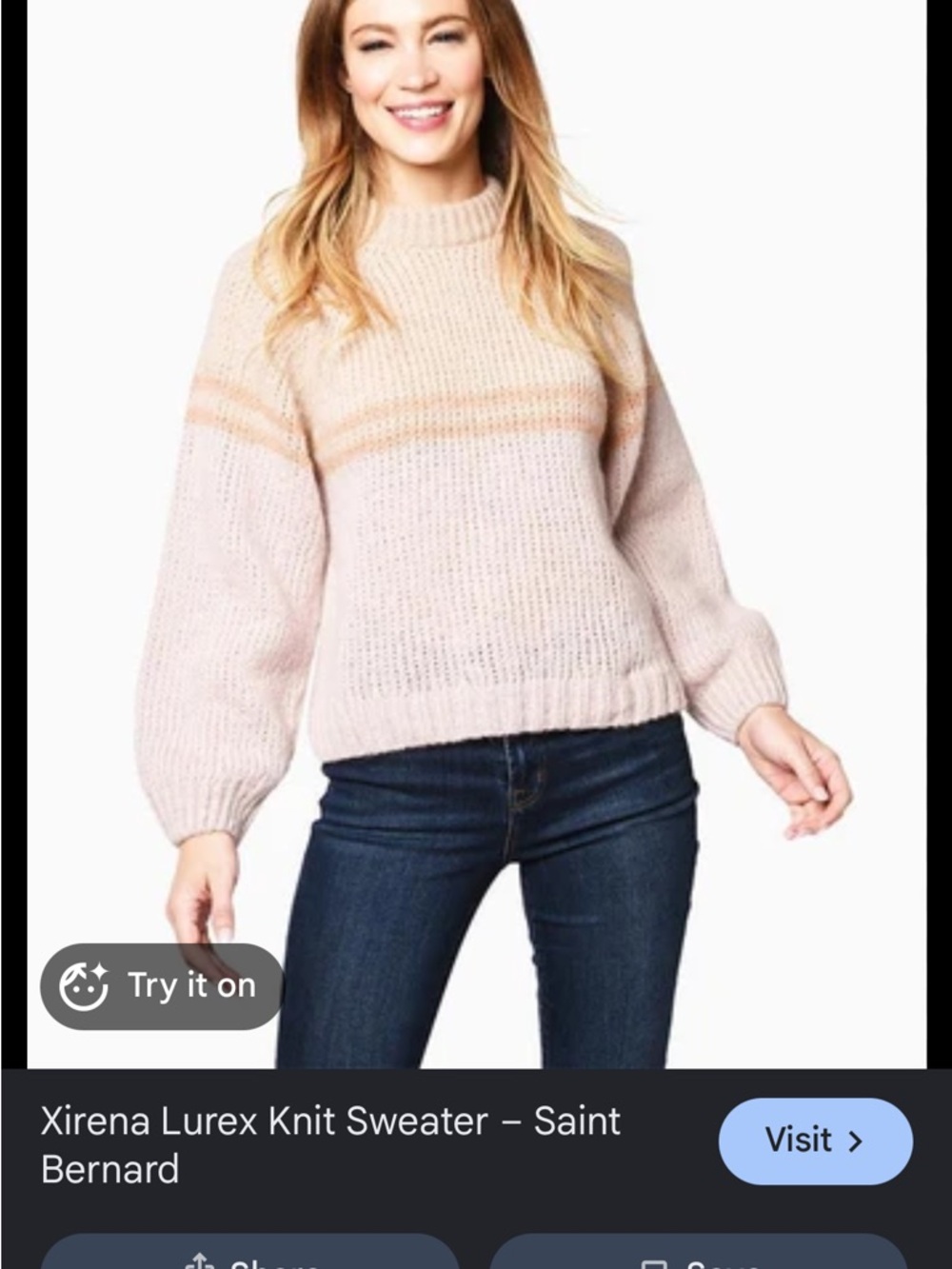 Xirena Lurex Alpaca Merino Wool Knit Sweater Blush Pink Taupe XS